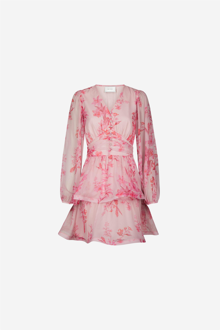 Rivana Print Chiffon Dress Pink
