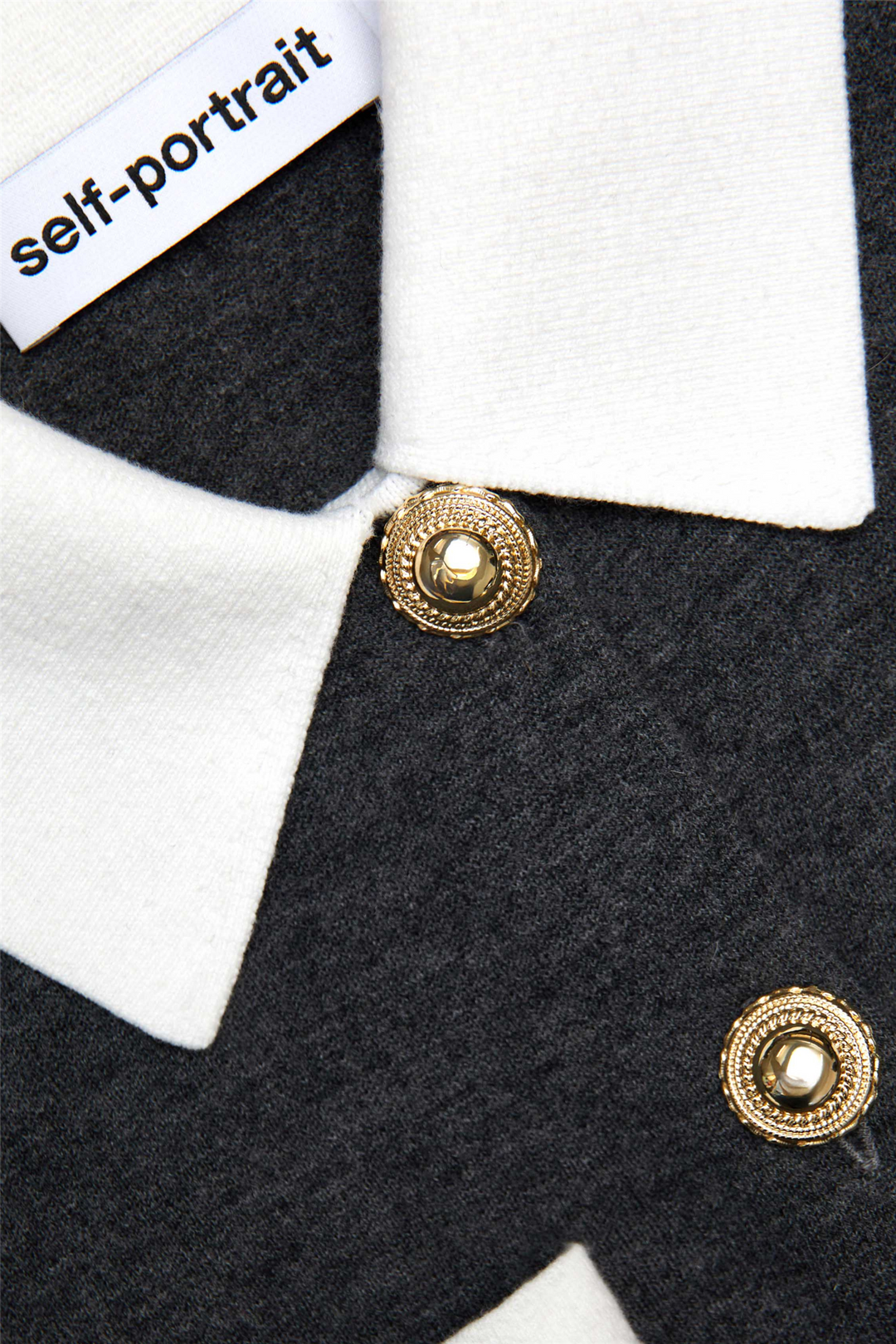 Gray Contrast Collar Cardigan