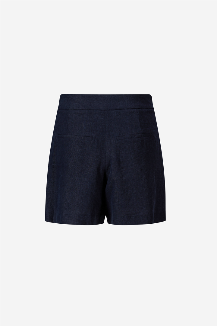 Freya Solid Linen Shorts Navy