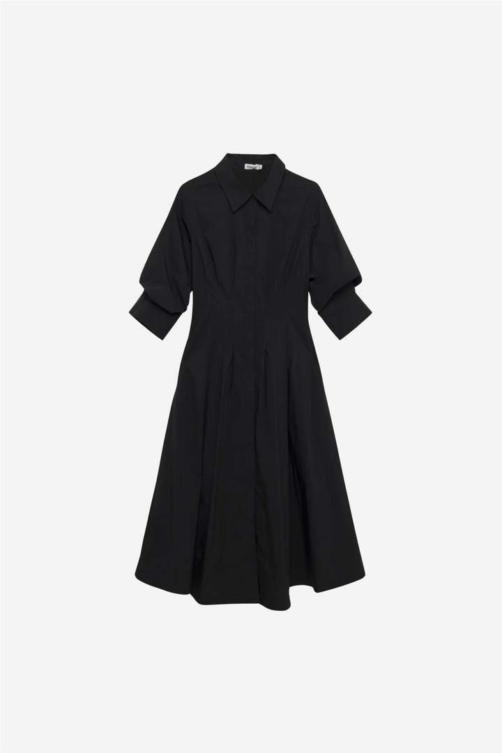 Jazz Pintuck Midi Dress Black