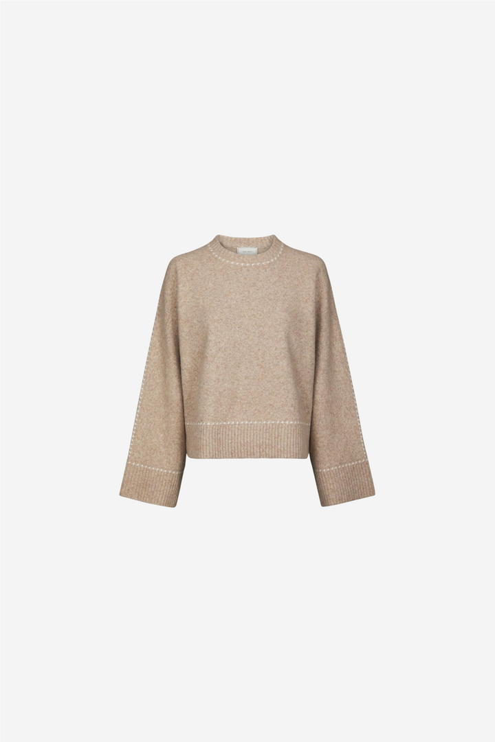 Roeme Knit Stitch Blouse Beige Melange