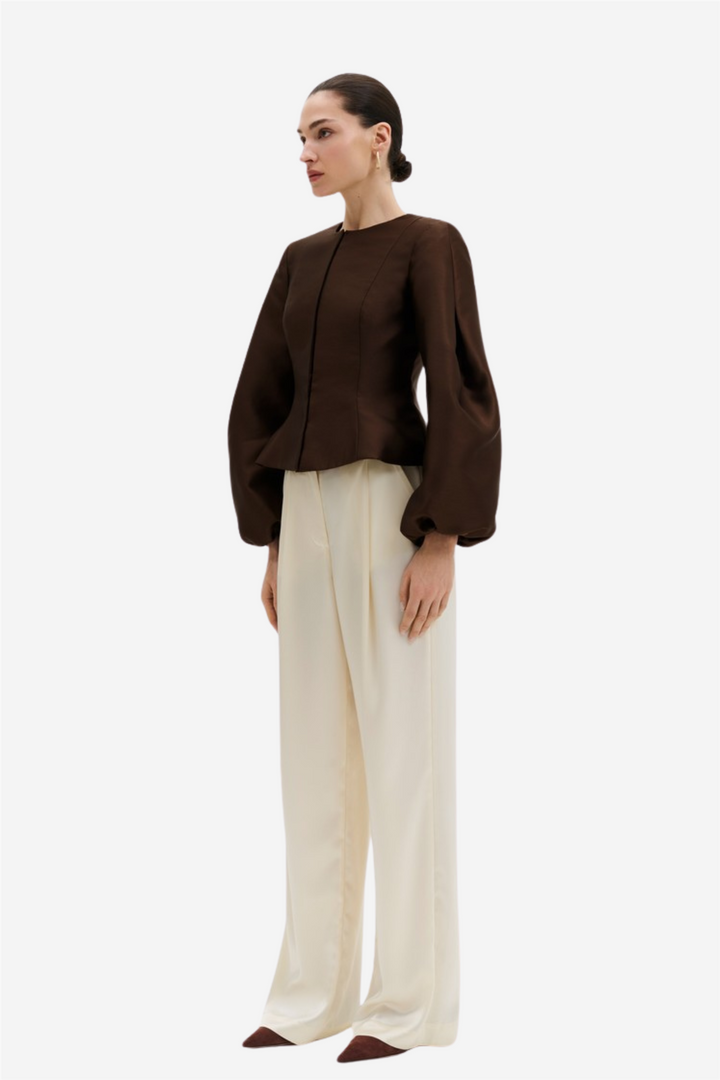 Vendela Balloon Sleeve Blouse Dark Brown