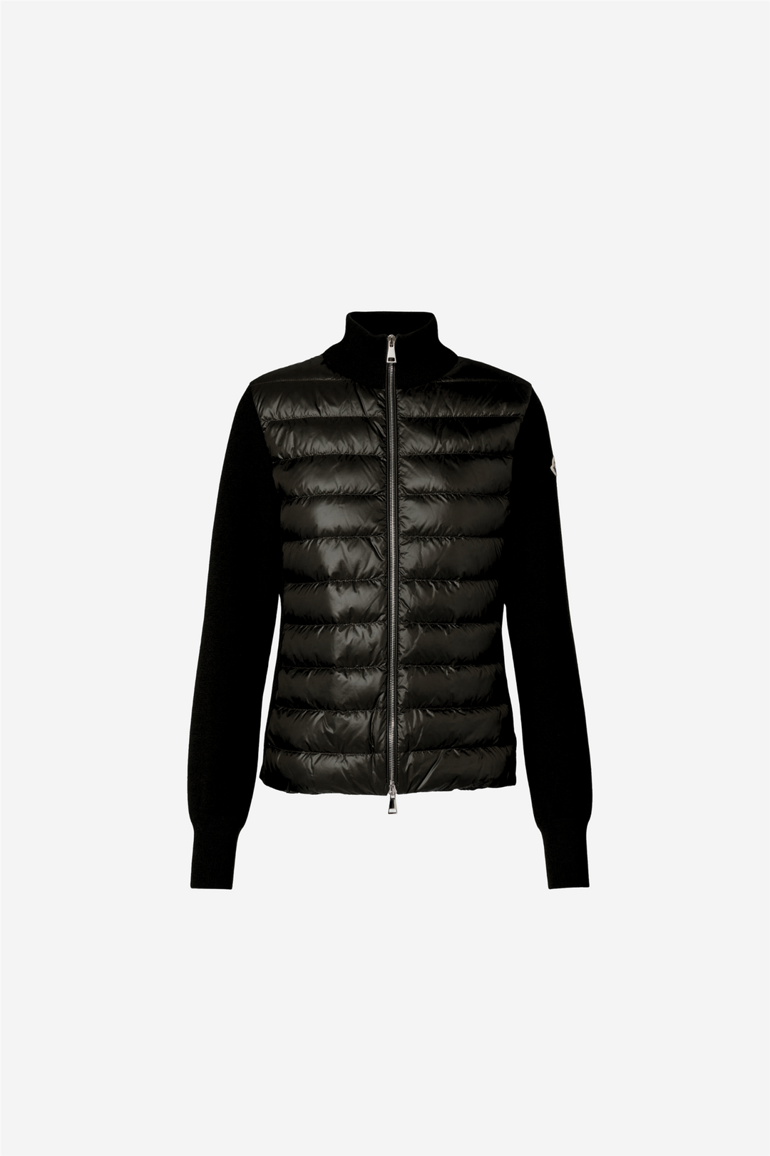 Padded Wool Zip-Up Cardigan Black