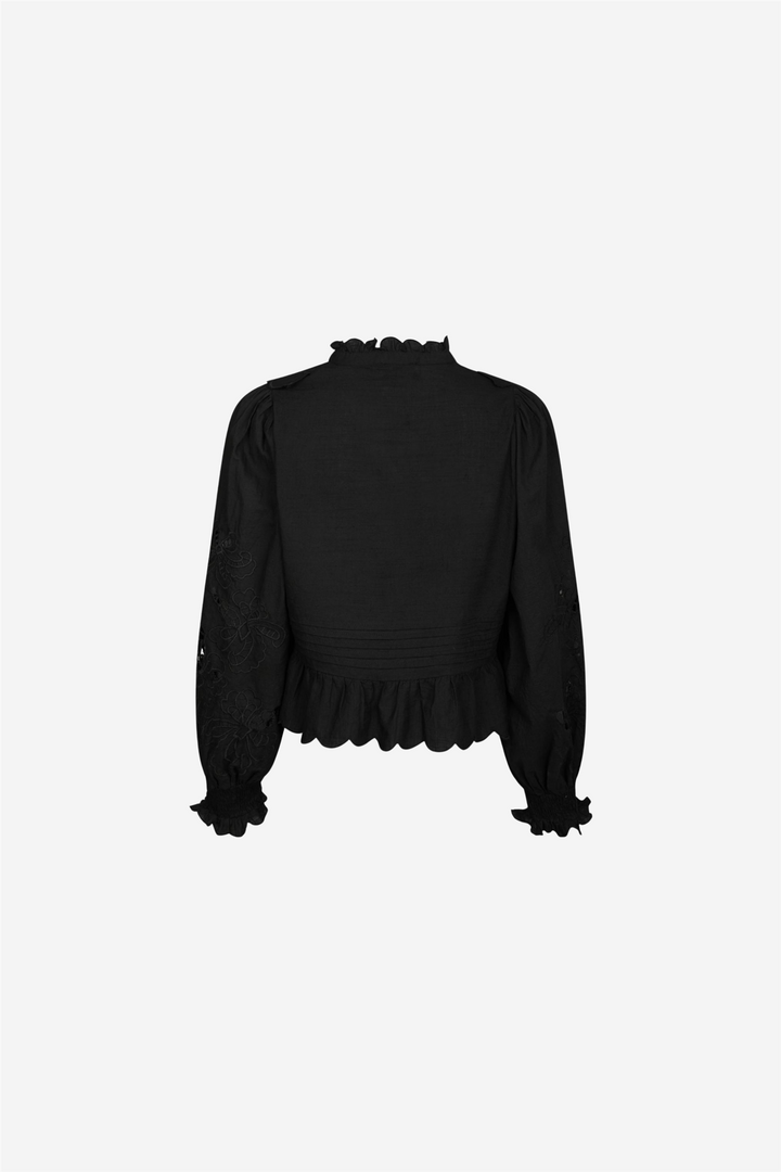 Petrine Embroidery Blouse Black