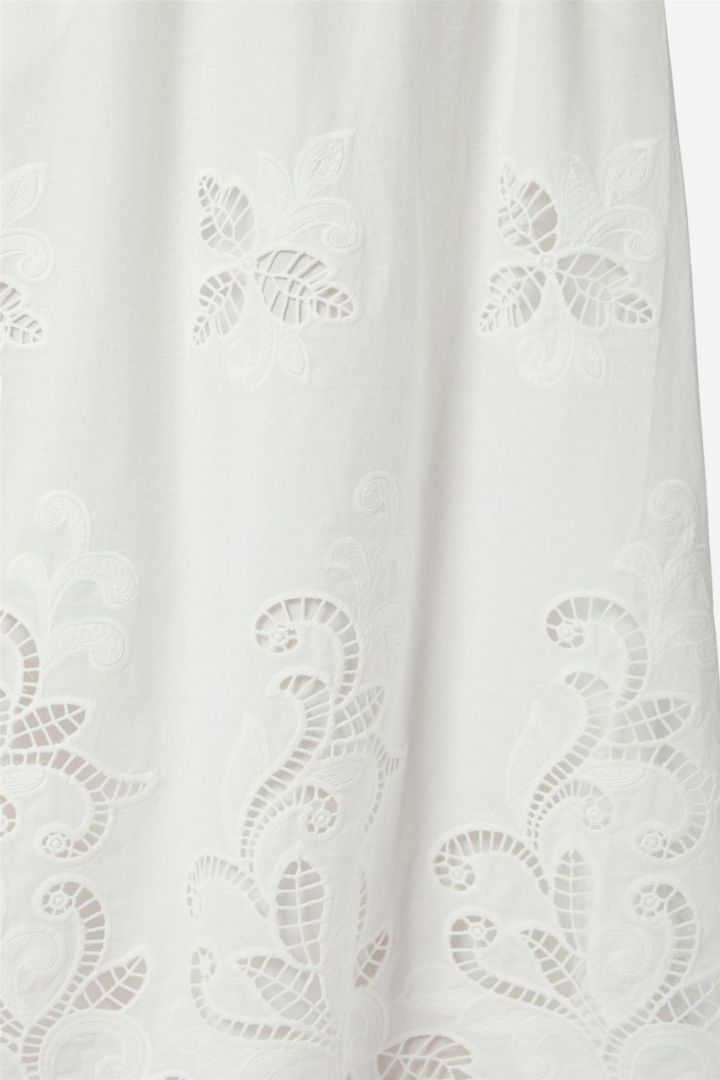 Yara Long Embroidery Skirt White