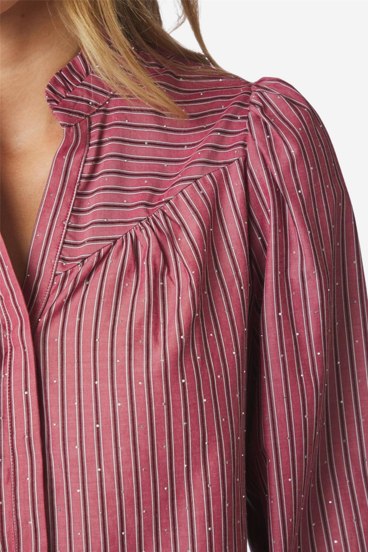 Astrida Soft Stripe Stone Blouse Dark Rose