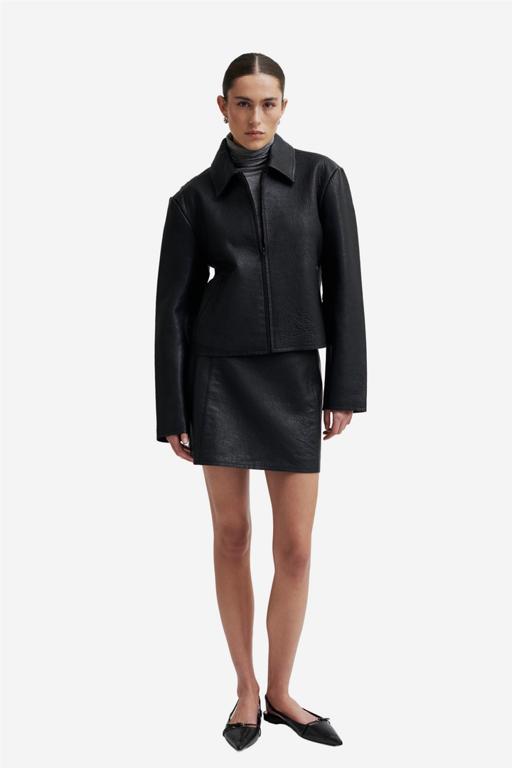Orleans Leather Skirt Black