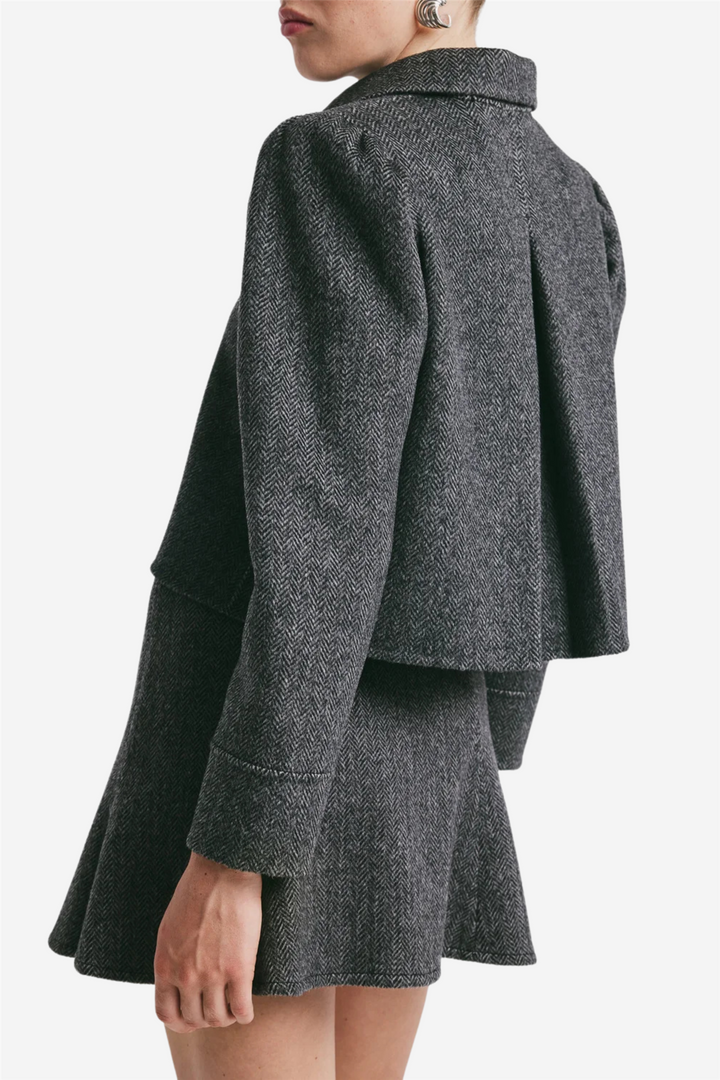Tailored Cropped Jacket Grey Melange