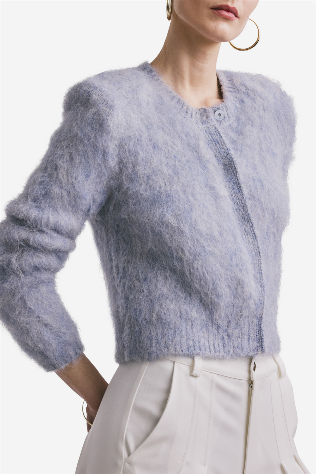 Hairy Knit Jacket Sky Blue