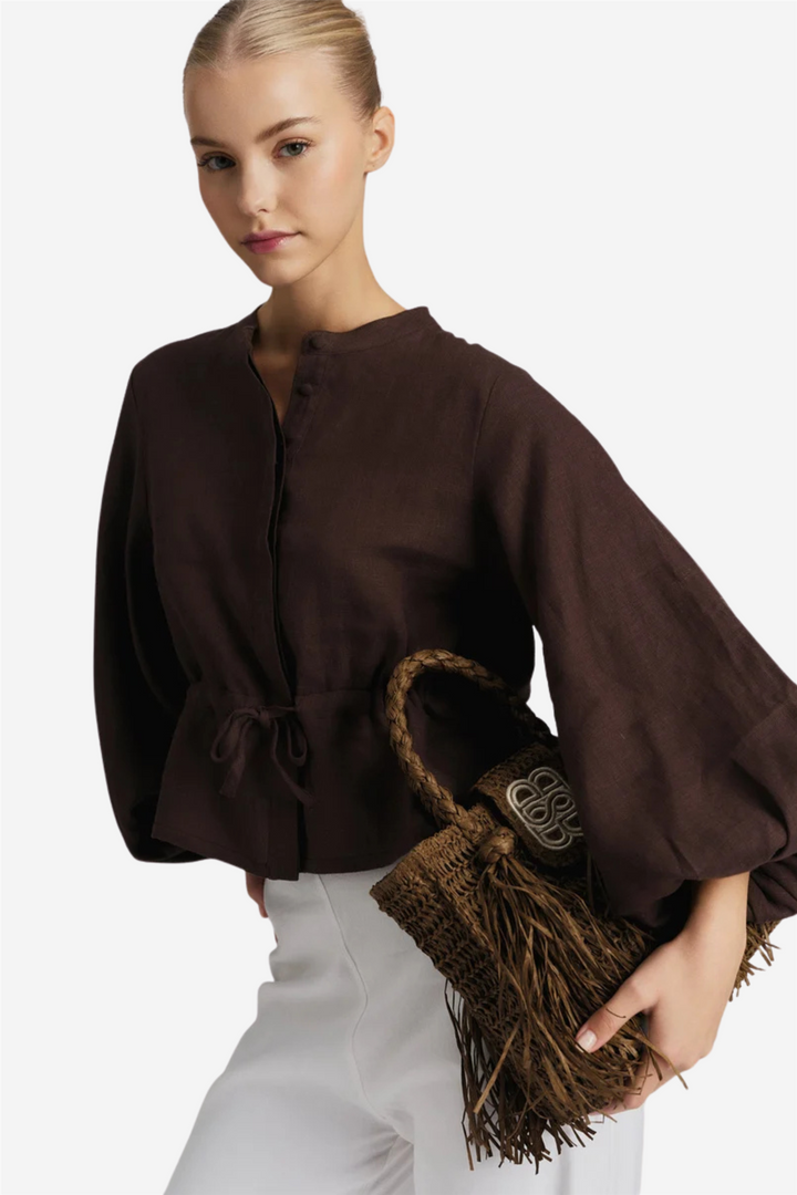 Camille Linen Shirt Dark Brown