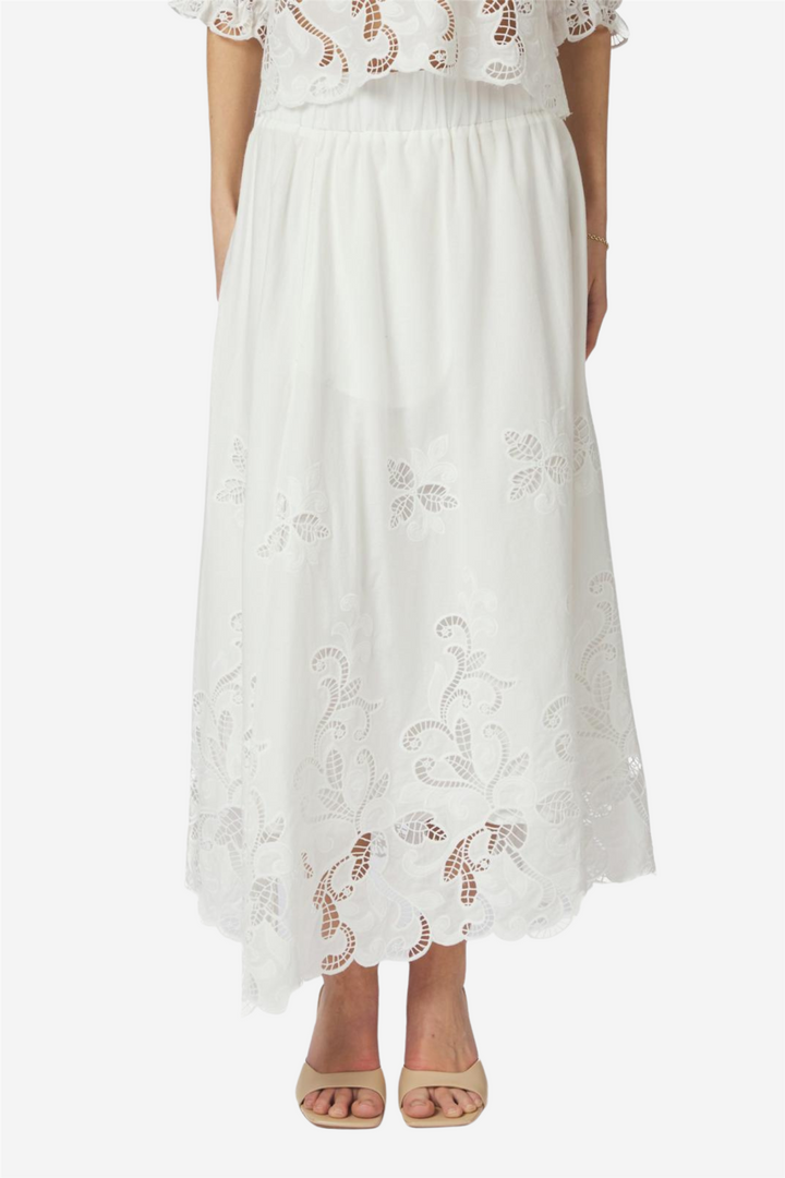 Yara Long Embroidery Skirt White