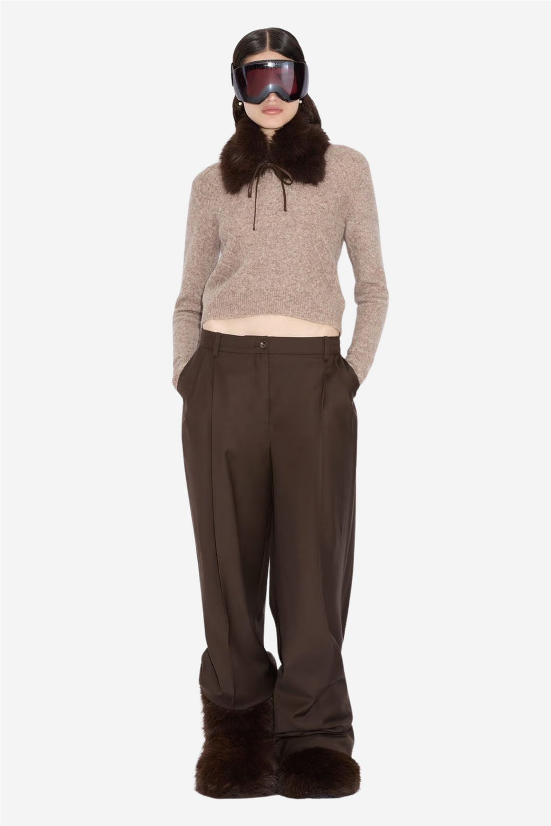 Furry Collar Dark Brown