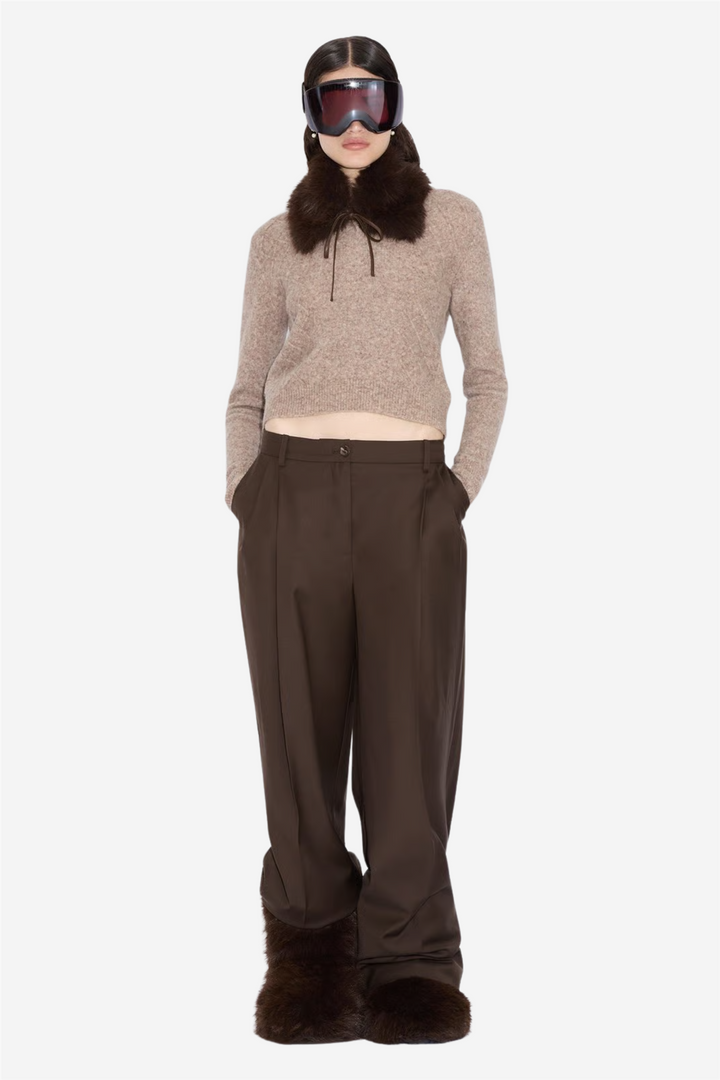 Furry Collar Dark Brown