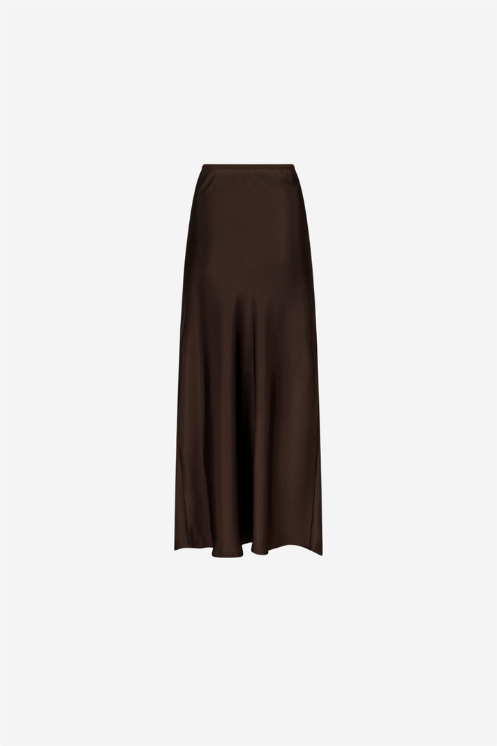 Vicky Heavy Sateen Skirt Dark Brown