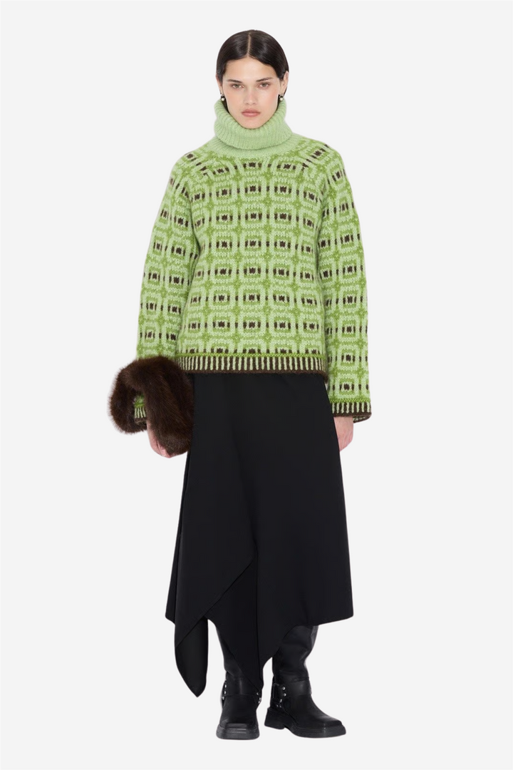 Norwegian Wool Turtleneck Green Mix