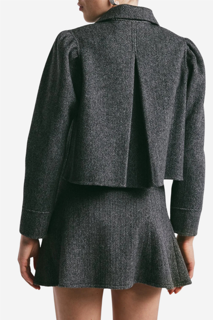 Tailored Cropped Jacket Grey Melange