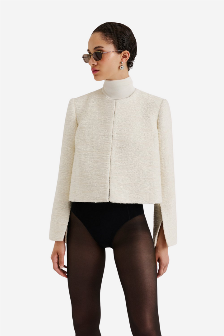 Ruthie Cropped Boucle Blazer Vanilla
