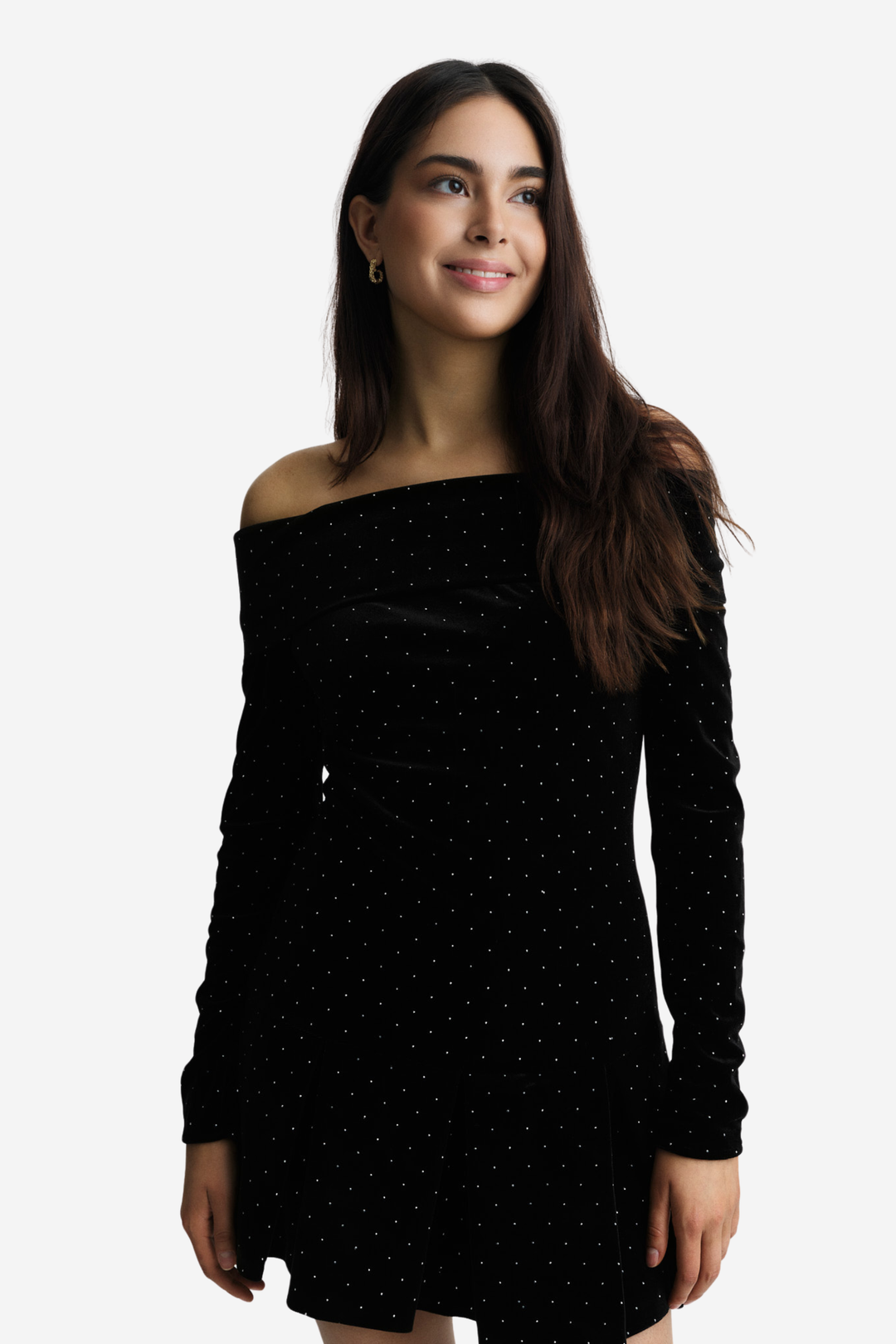 Colette Stud Velour Dress Black