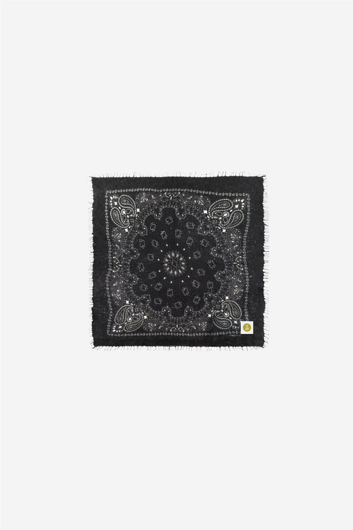 Bandana Calvina Paisley With Frings Black And White