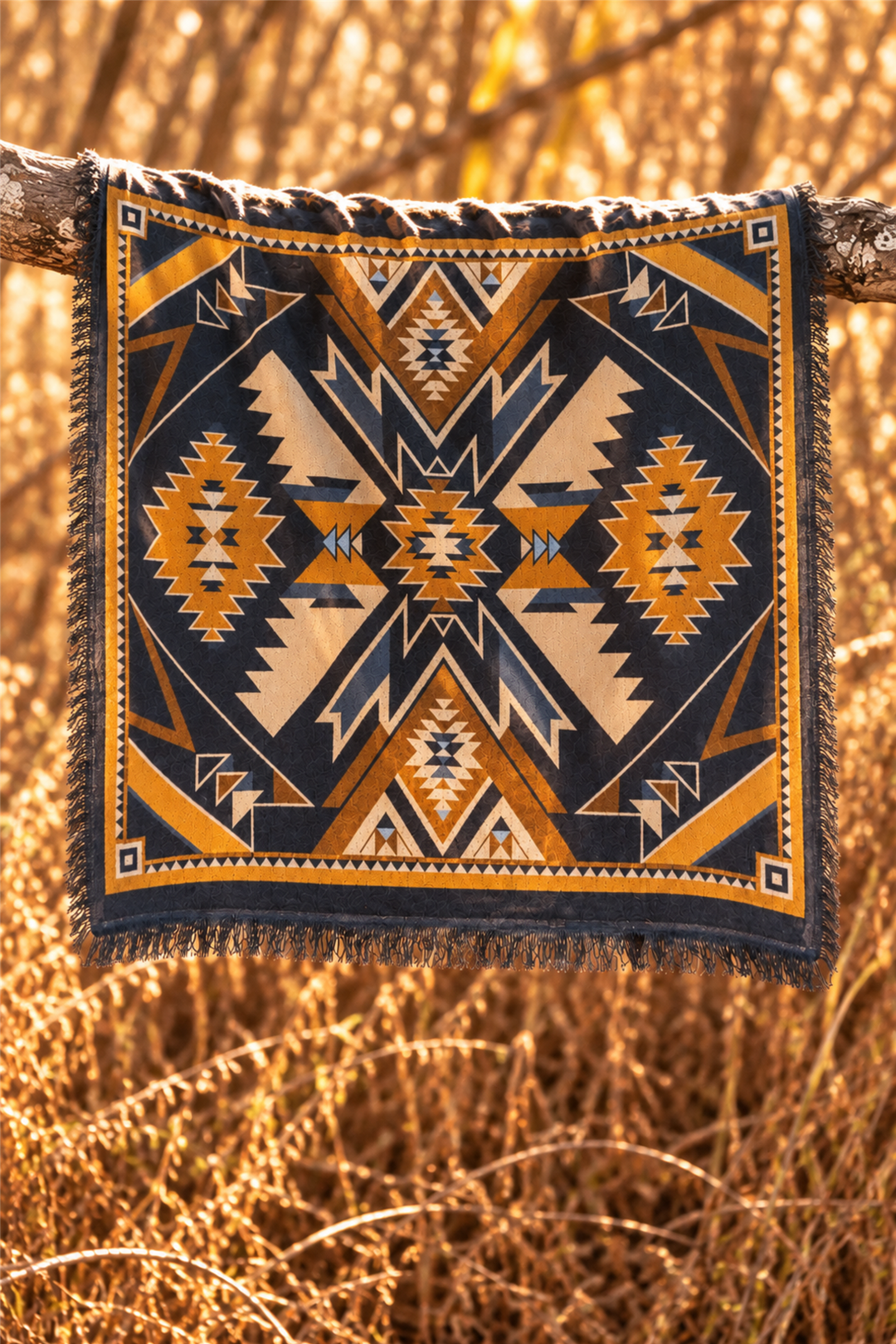 Canyon Cashmere Scarf Navy/Beige