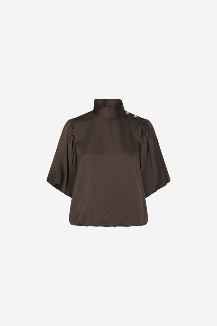 Parisa Heavy Sateen Blouse Dark Brown