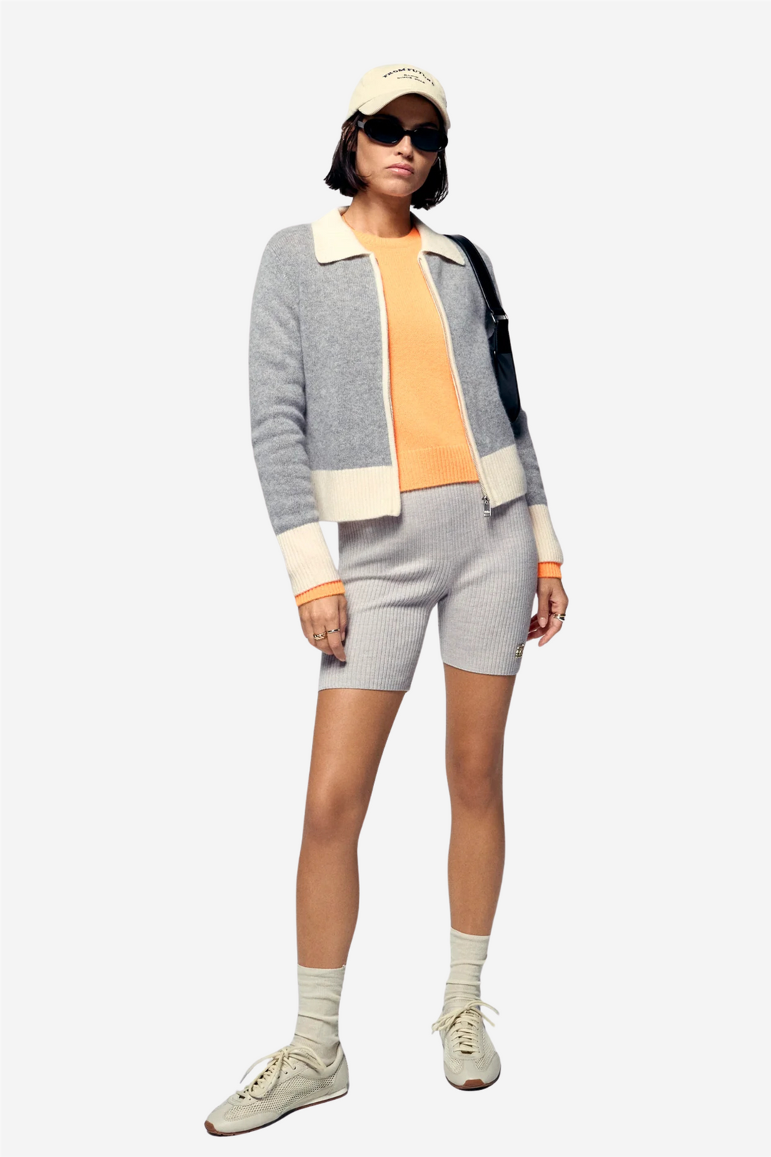 Contrast Rib Cardigan Dark Heather Gray