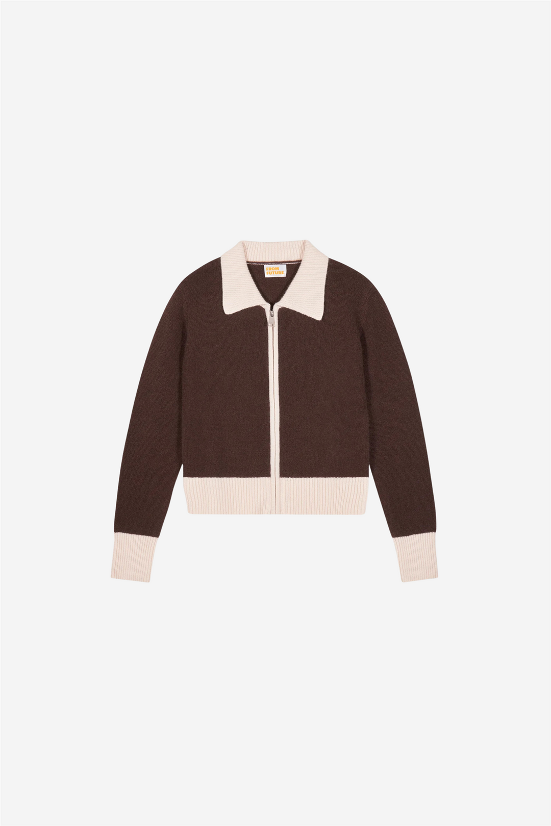 Contrast Rib Cardigan Chocolate