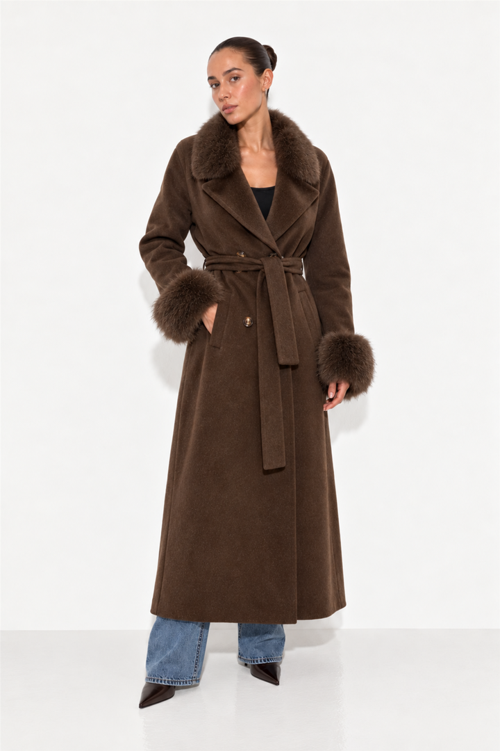 Marta Maxi Coat Faux Brown