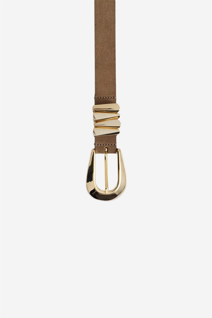 Azelia Buckle Leather Belt Taupe