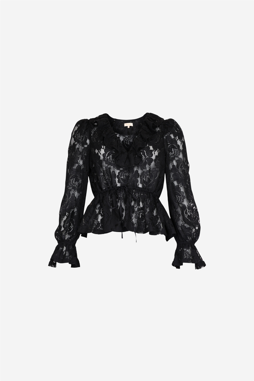 Lace Flounce Top Black