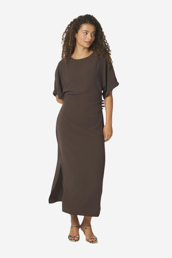 Miloine Drape Dress Dark Brown