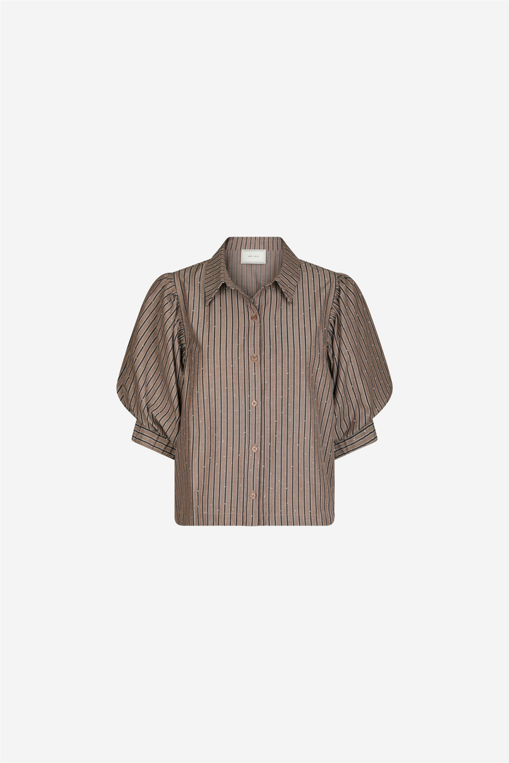 Etta Soft Stripe Stone Shirt Brown