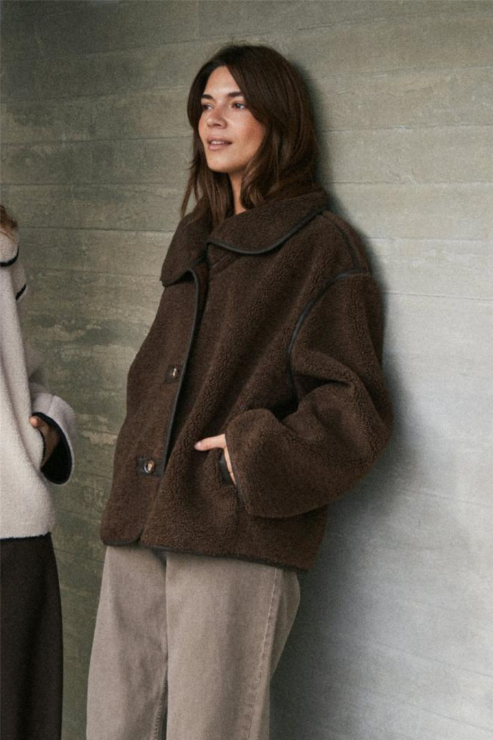Edmund Teddy Jacket Dark Brown