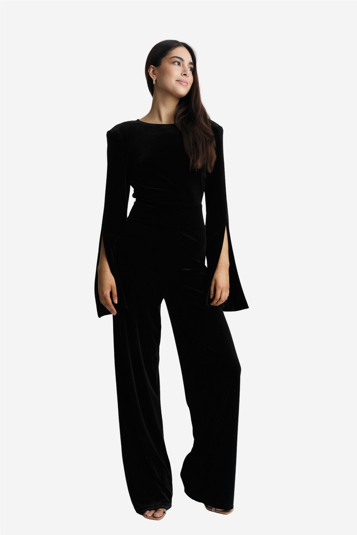Amira Velour Jumpsuit Black