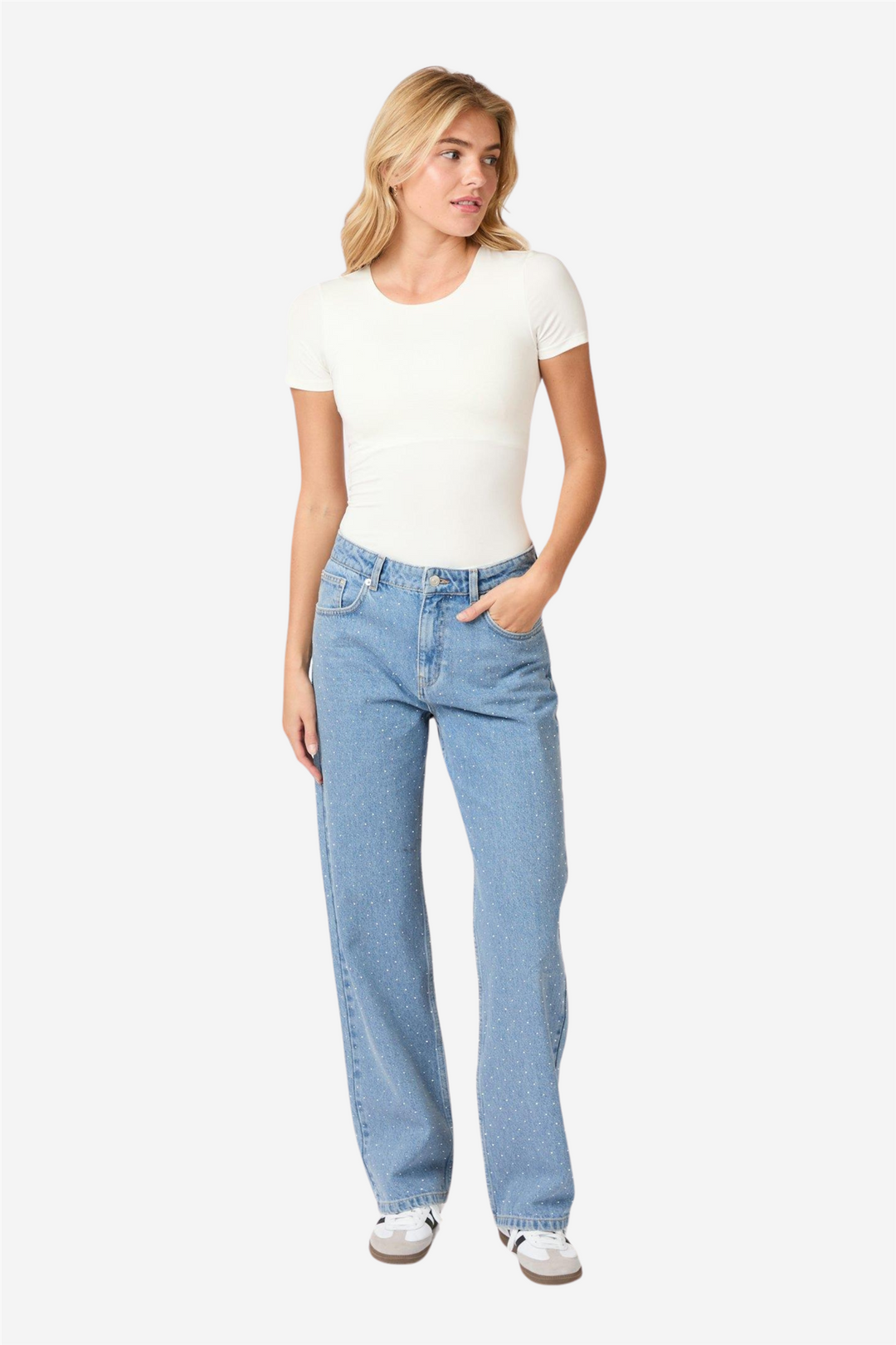 Simona Bedazzled Pants Stonewash