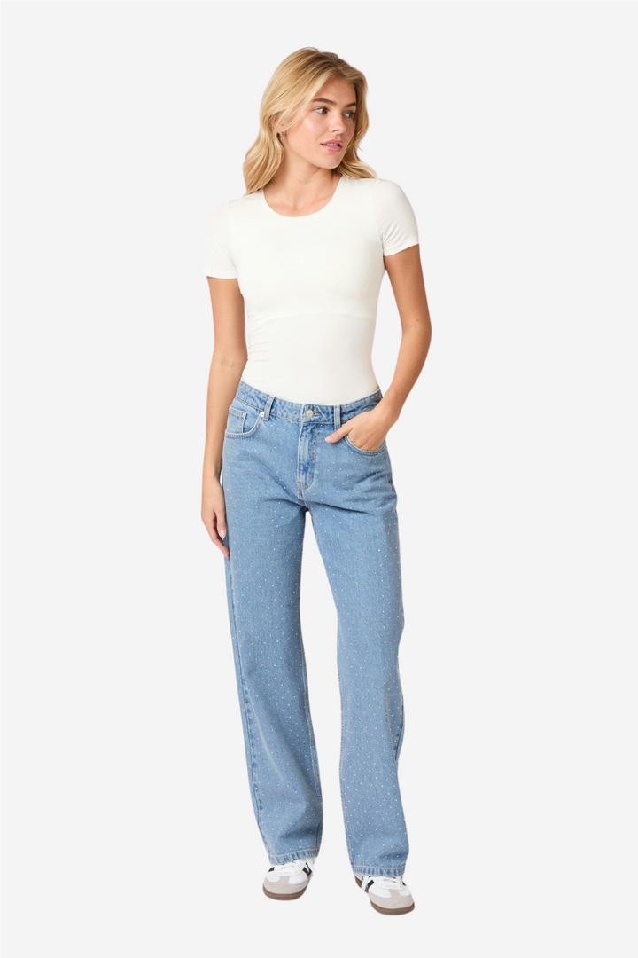Simona Bedazzled Pants Stonewash