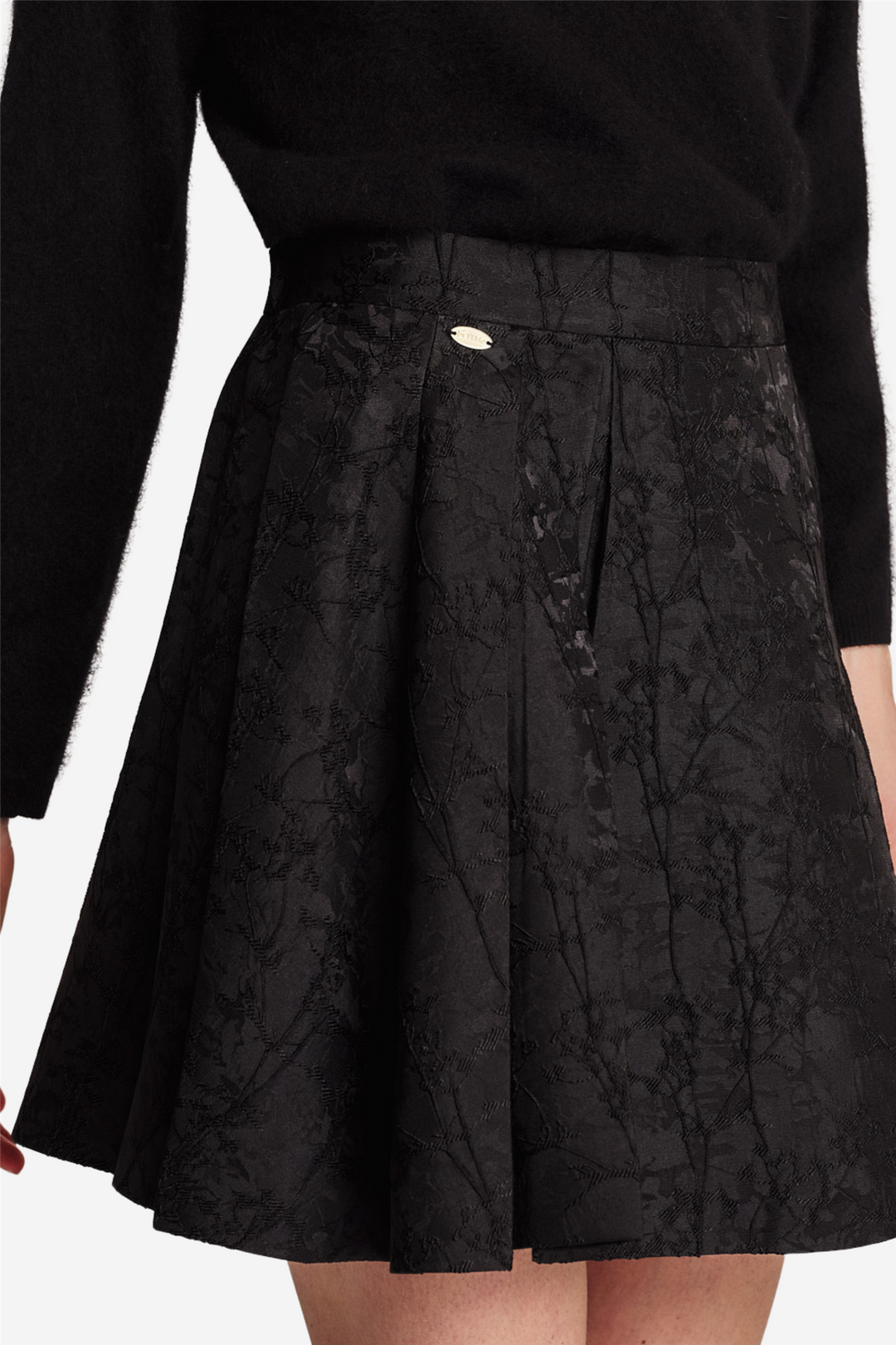 Brocade Mini Skirt Black