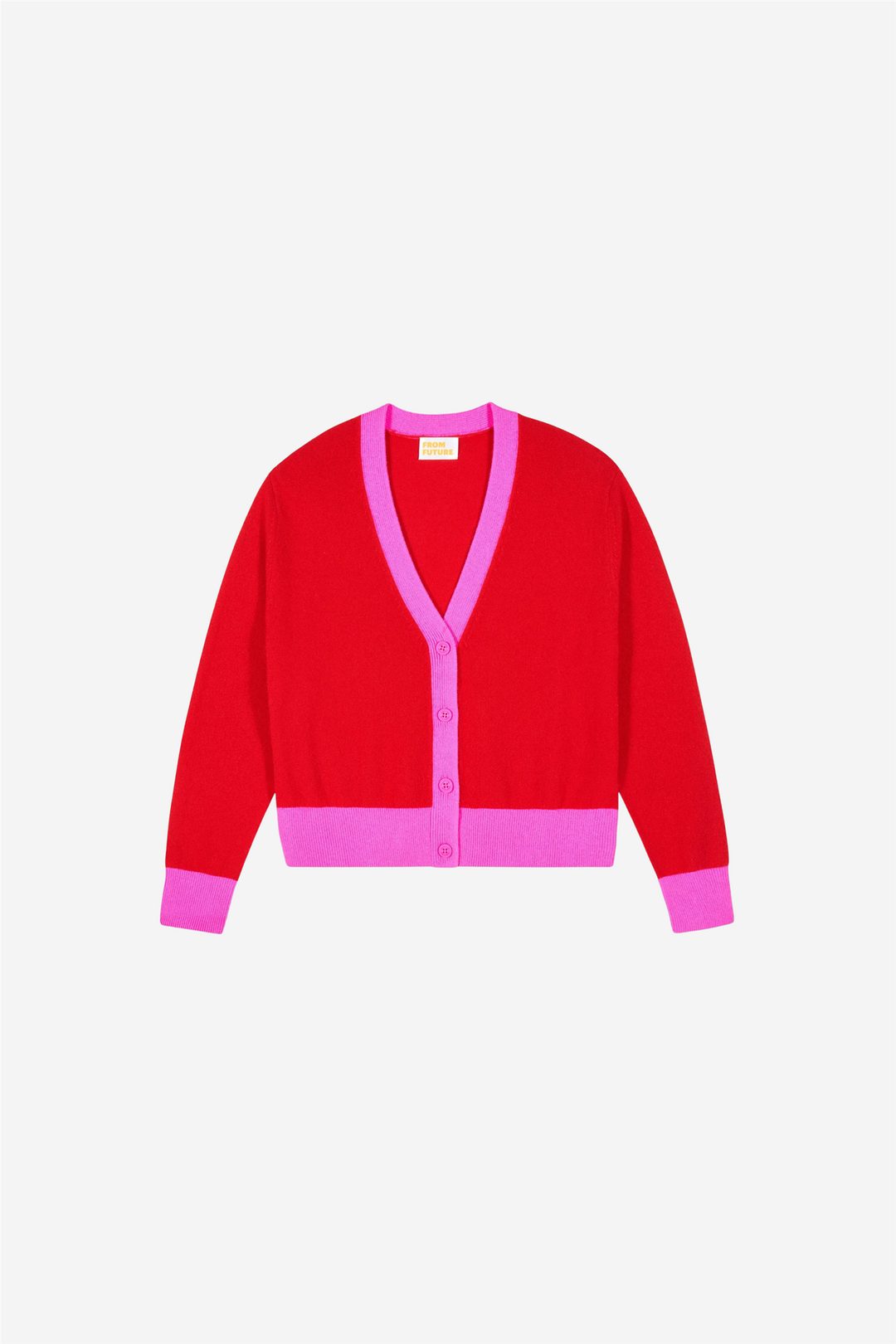 Two Color Cardigan Hot Red