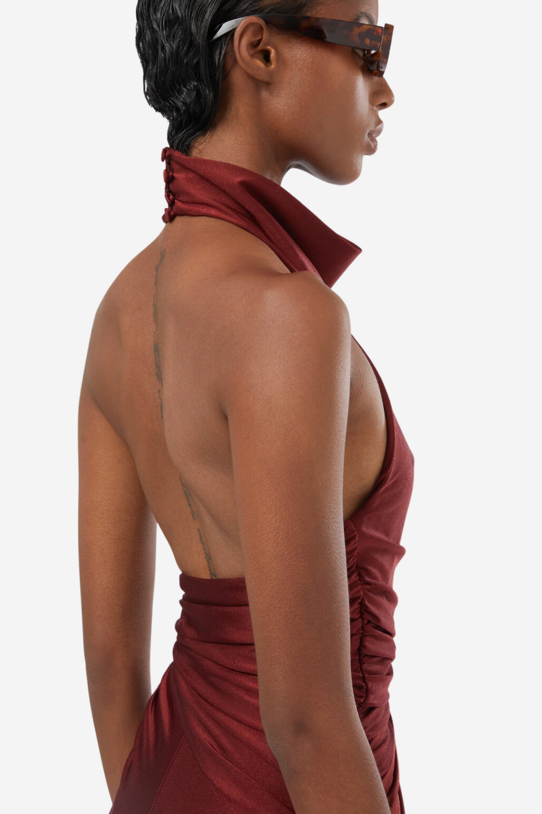 Tatiana Sleeveless Open Back Jumpsuit Burgundy