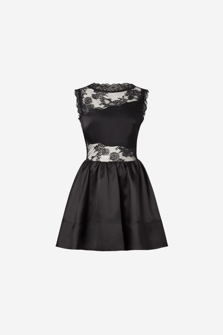 Rosy Lace Cut Out Mini Dress Black