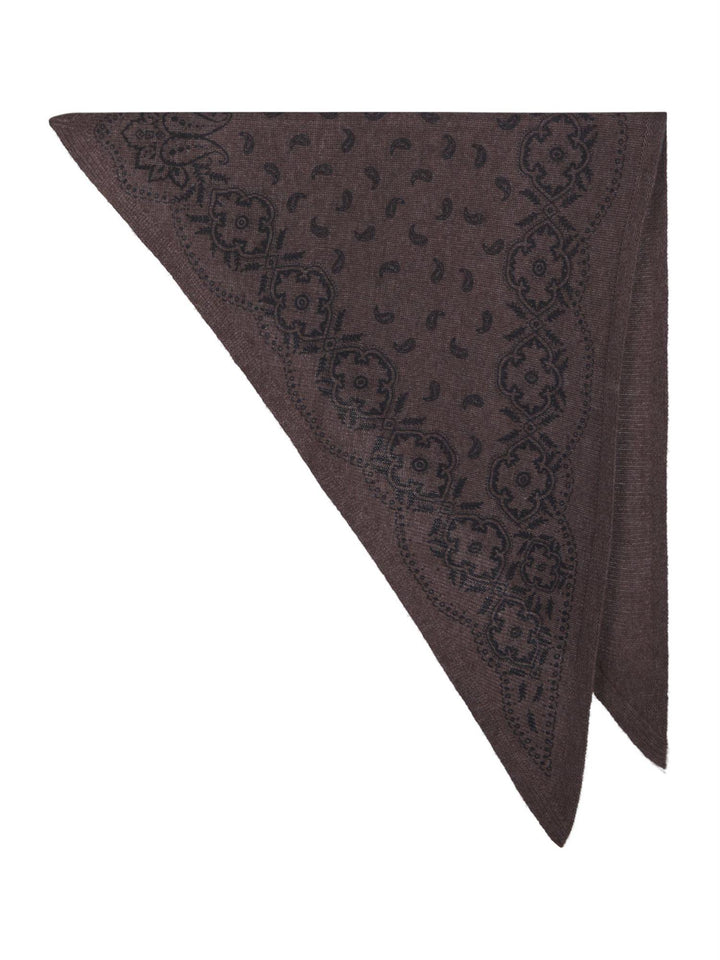 Lolana Paisley Knit Scarf Brown Melange