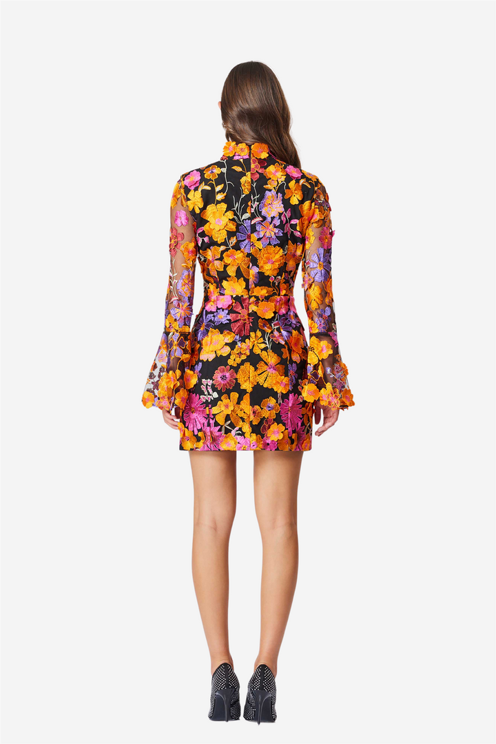 Alessandra Floral Longsleeve Mini Dress Orange Multi