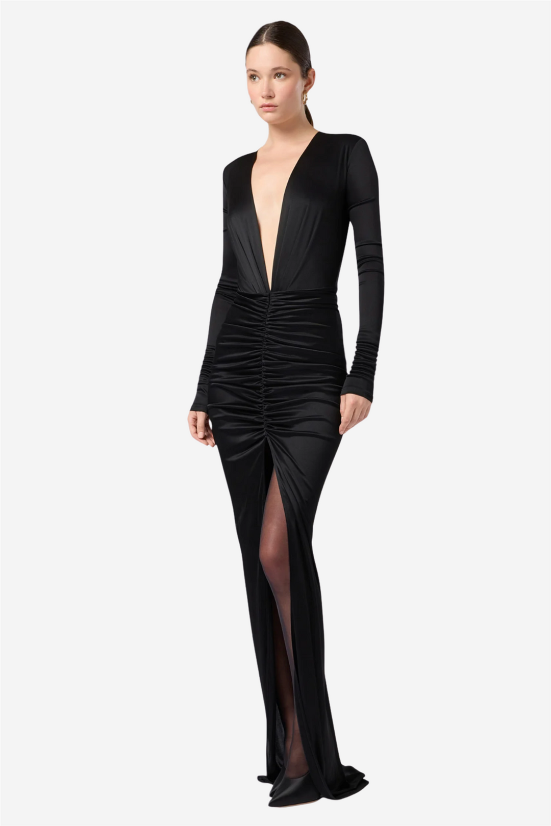 Zelda Maxi Dress Deep V Neck Black
