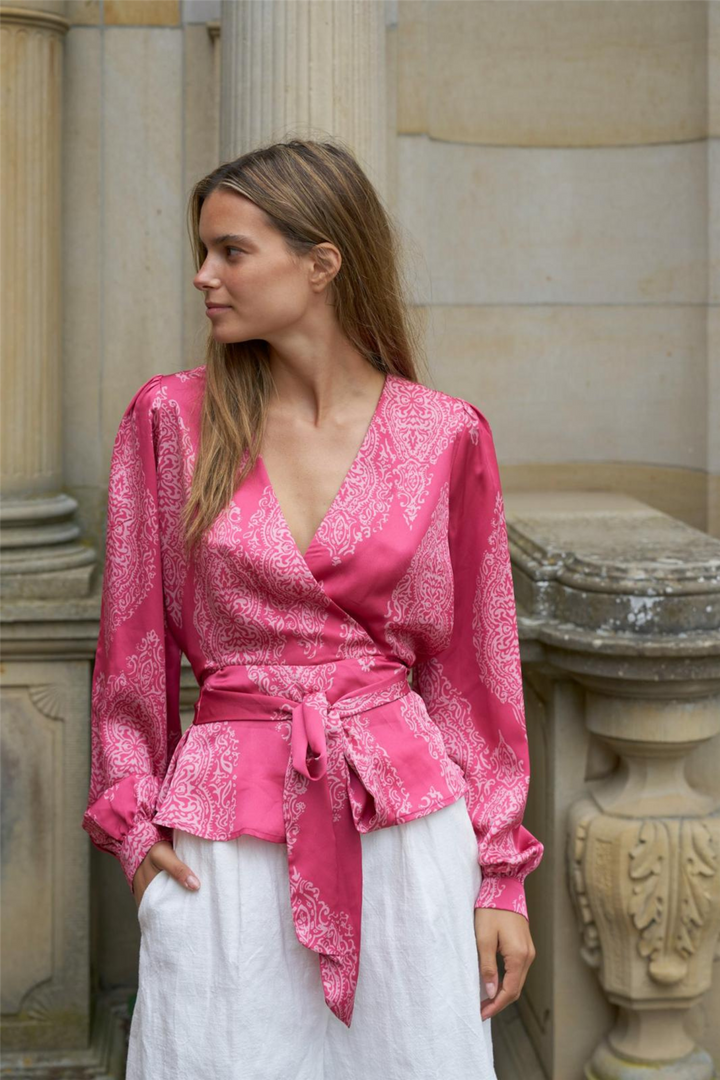 Rista Paisley Drop Blouse Cherry Pink