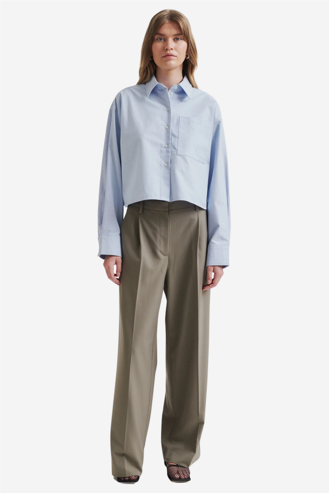 Baulo Cropped Shirt Cashmere Blue