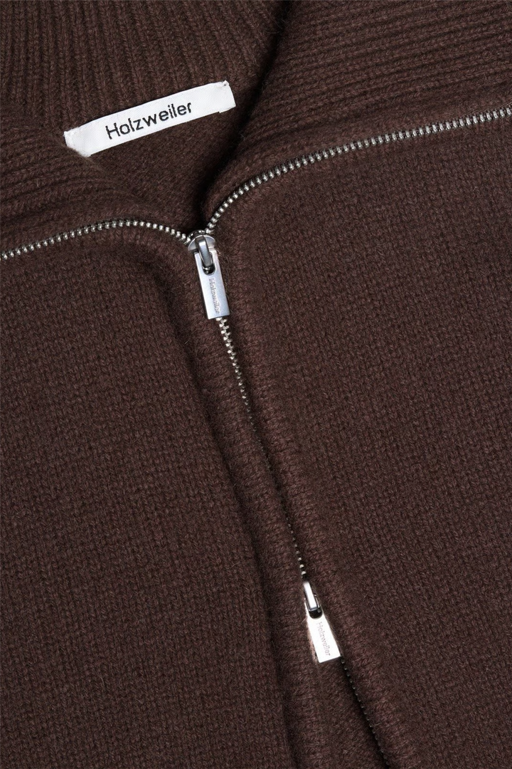 Line Wool Cardigan Dark Brown