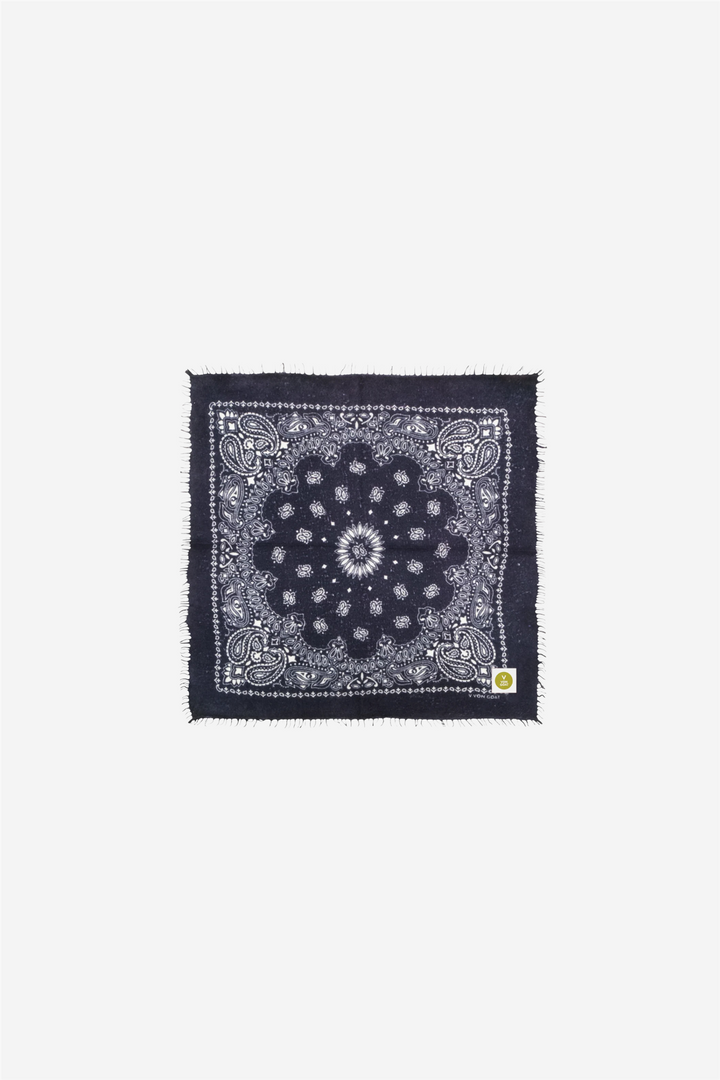 Bandana Calvina Paisley With Frings Dark Blue And White
