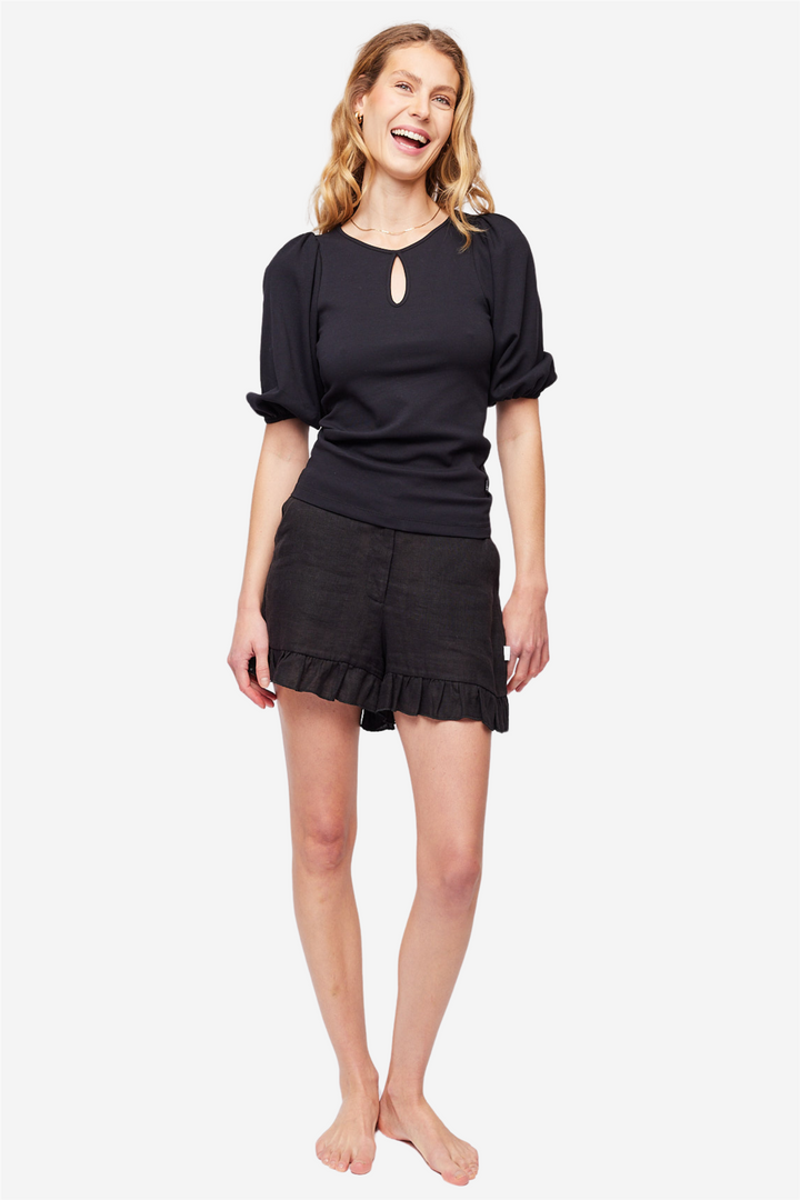 Mina Linen Shorts Black