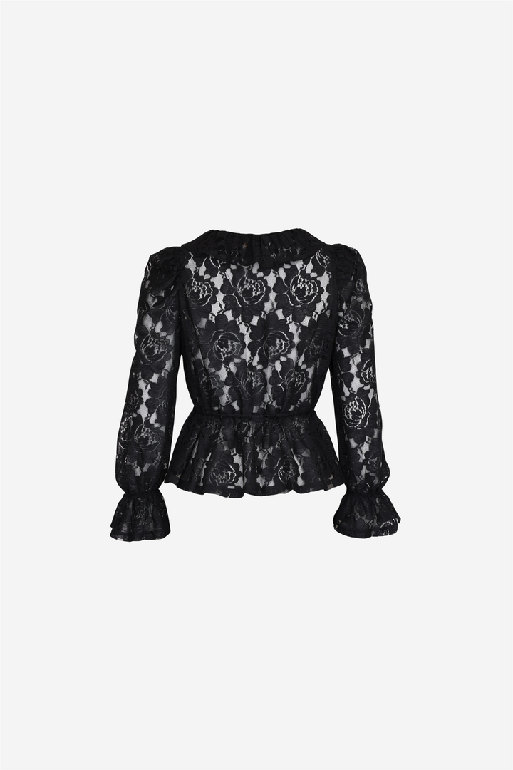Lace Flounce Top Black