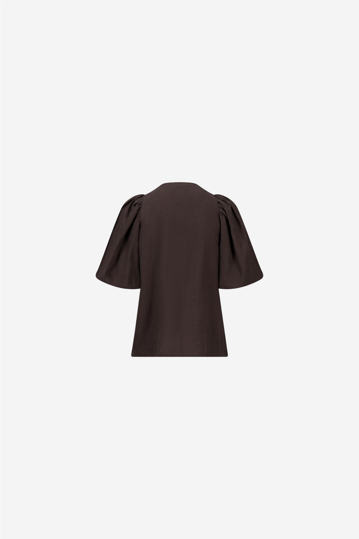 Anna Linen Top Dark Brown